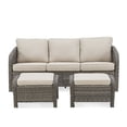thumbnail image 4 of PPorfamilia Patio Sectional Furniture Set, 3 Piece All Weather Rattan Outdoor Conversation Sofa Set with Beige Cushions, for Backyard Balcony Poolside Deck, 4 of 9