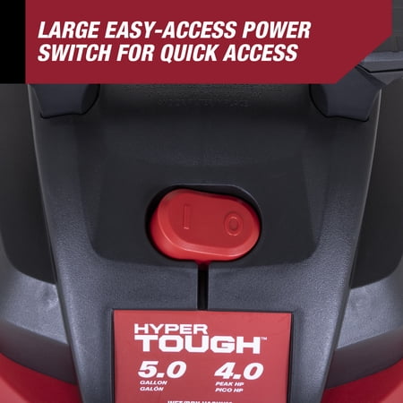 HYPER TOUGH 5 GALLON 4 HP WET DRY VACUUM FOR HOME, CAR, GARAGE & WORKSHOP