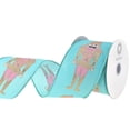 thumbnail image 2 of HOMEFORD Christmas Glittered Pink Nutcrackers Satin Wired Ribbon, 2-1/2-inch, 10-yard, Teal, 2 of 3