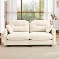 thumbnail image 3 of 74" Oversized Chenille Modular Sectional Loveseat Sofa with High-Density Foam Cushions and Tufted Pleated Cushion Backrest, Upholstered 2-Seater Cloud Couch with 2 Pillow, for Living Room, Beige, 3 of 7