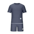 thumbnail image 3 of gbyLJF Men's Summer 2 Piece Outfits Short Sleeve Crewneck T Shirt and Shorts Casual Set Tracksuit Set with PocketsNavy,XXL, 3 of 7
