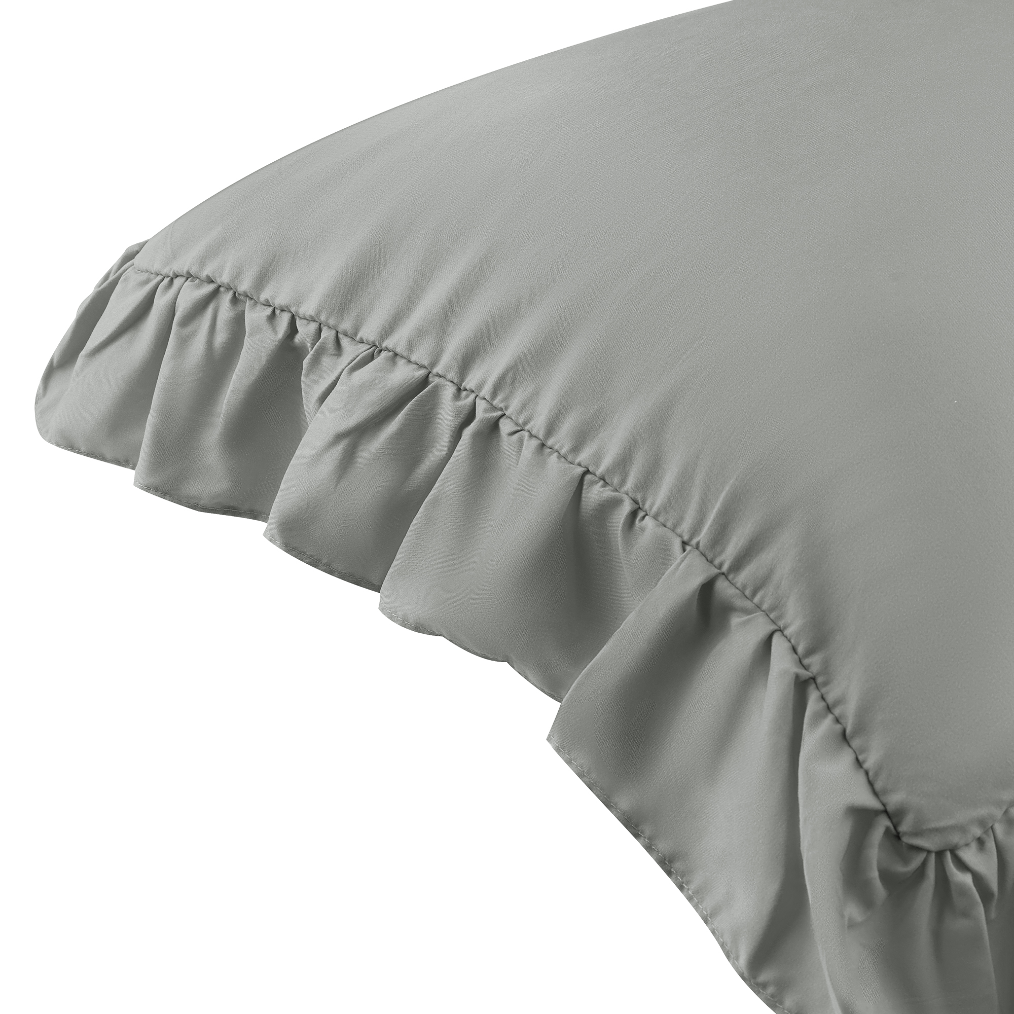 Unique Bargains Set of 2  Single Layer Ruffled Envelope Closure Pillow Shams Queen Grey
