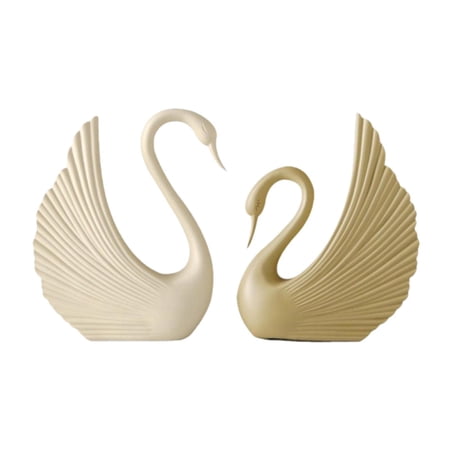 Optima 2Pcs Animal Figurine Swan Statue Decorative Tabletop Ornament for Indoor Bedroom