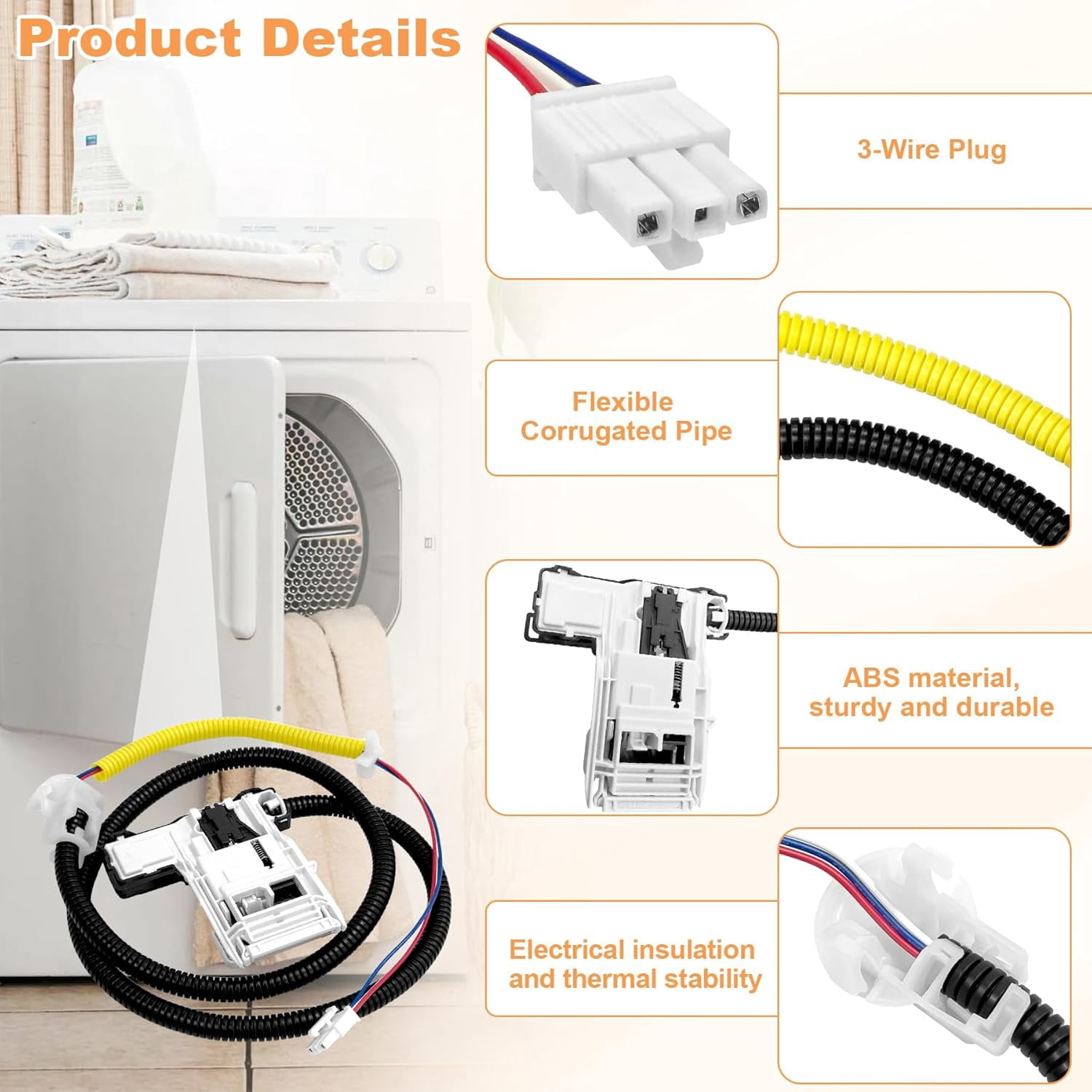Washer Lid Lock Replacement For Maytag MVWC465HW0 MVWC465HW1 MVWC465HW2 MVWC555DW1 MVWC565FW0 MVWC565FW1 MVWC565FW2 MVWX655DW1 MVWX655DW2 MVWX700AG0 Washing Machine