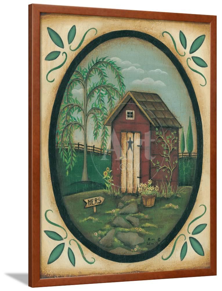 Her Outhouse, Framed Art Print Wall Art by Kim Lewis Sold by
