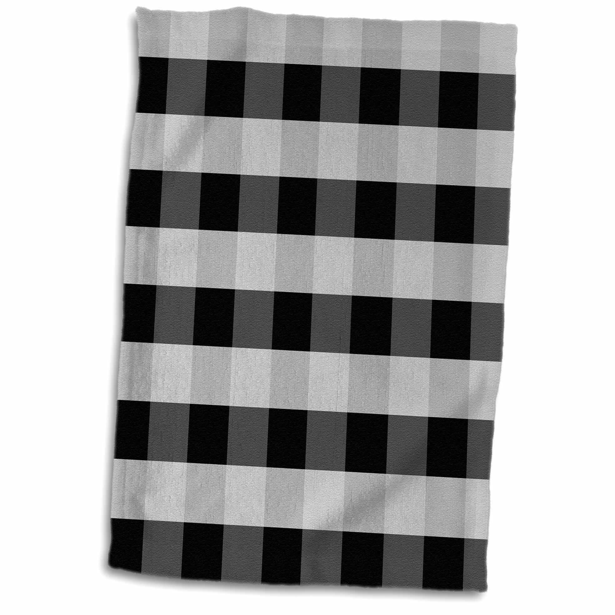 3dRose Black and White Check Towel, 15 by 22inch