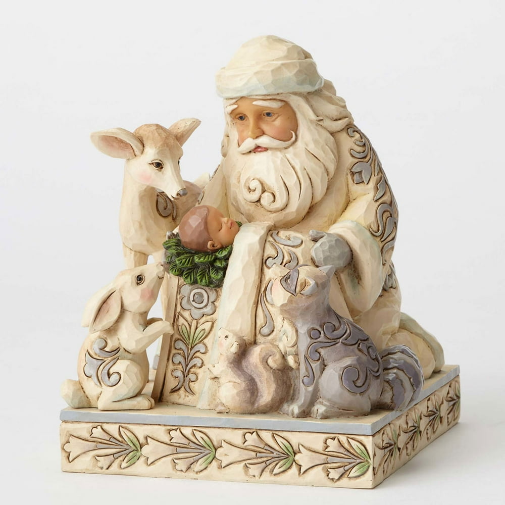 Jim Shore 4053687 White Woodland Santa w/Baby Jesus