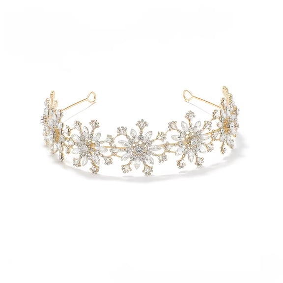 1pc, Imitation crystal snowflake crown tiara for ladies party rhinestone prom tiara tiara crown bridal wedding hair accessories jewelry tiara and crown gifts