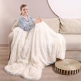 thumbnail image 2 of Blanket Super Soft Longhair Fluffy Fleece Rainbow Blanket Double Sided Faux Fur, 2 of 5