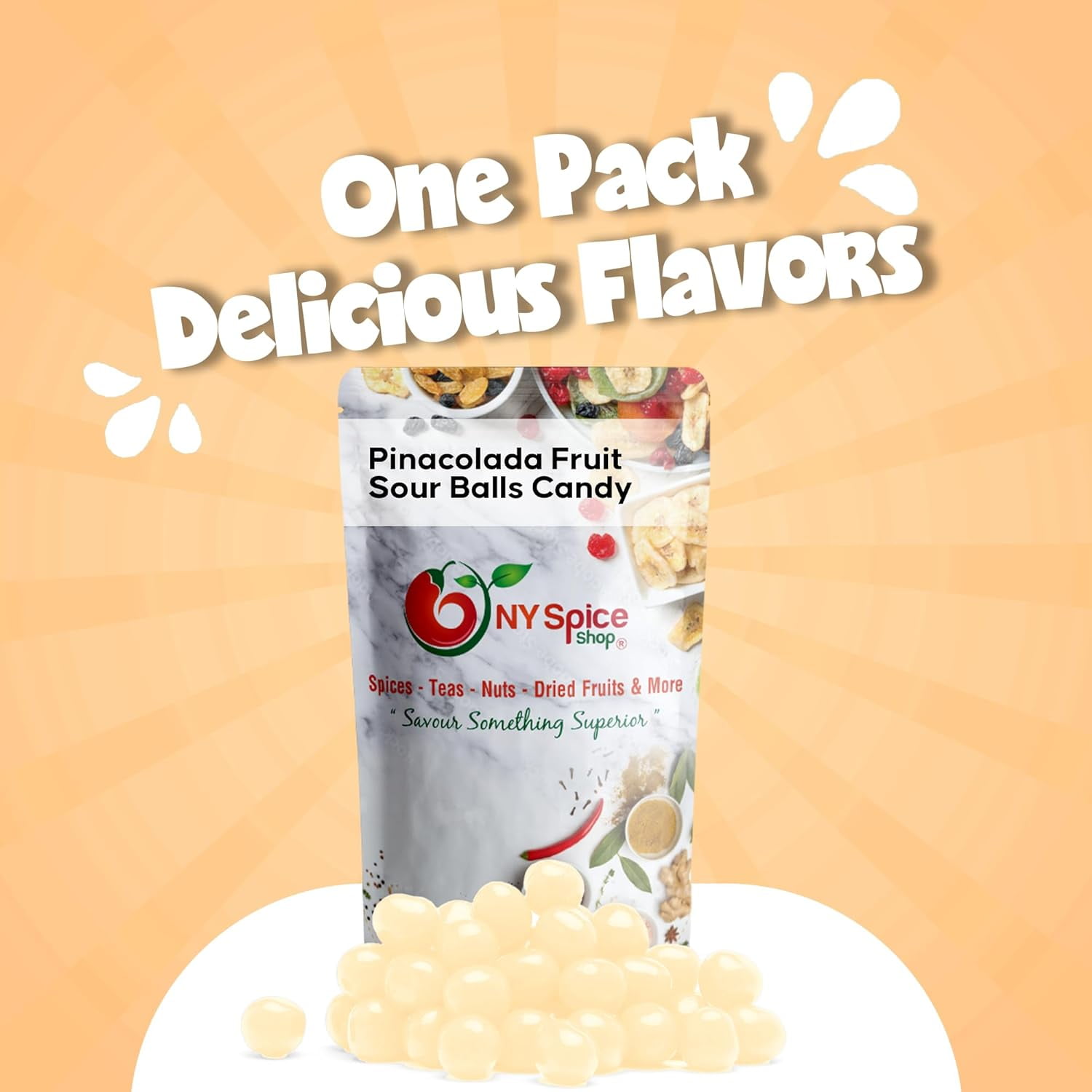 NY Spice Shop Pina Colada Fruit Sour Balls- 5 Pound - Healthy Snacks - Bulk Candy Balls - Assorted Candy Sour Balls