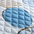 thumbnail image 3 of DBOZE Reversible Cotton Blend 3-Piece Embroidery Pattern Elegant Bedding Quilt Set with Embroidered Decorative Shams Soft Bedspread & Coverlet Set, King, Blue/White, 3 of 5