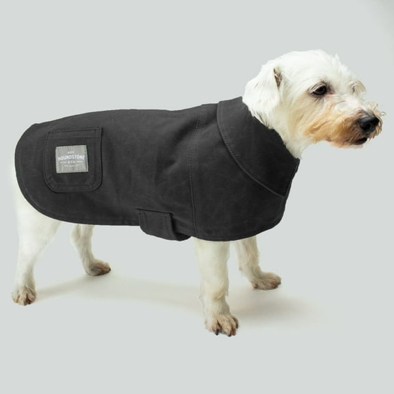 ADC Houndstone & Co. Waxed Canvas Dog Jacket, Black, Water Resistant, fleece lined, Size Small