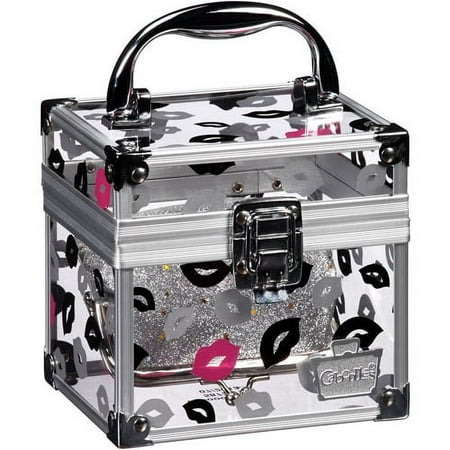 Caboodles Oh La La! Petite Train Case, Multi-Colored Lip Pattern, 2 pc