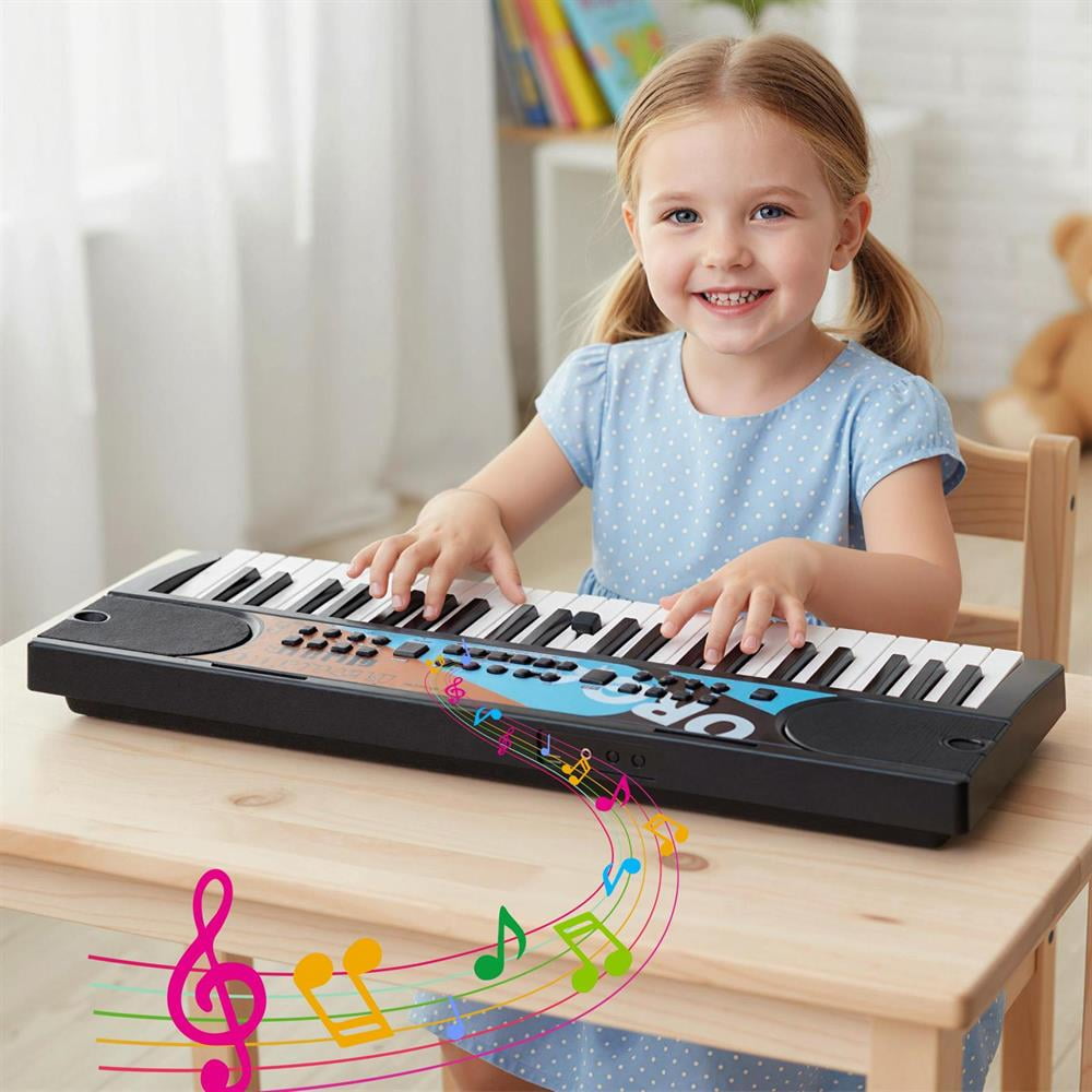 Topcobe Kids Piano Keyboard 49 Keys Portable Electric Keyboard Piano with 8 Rhythms 8 Tones, Keyboard Piano, Music Keyboard-Black