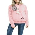 thumbnail image 4 of Ladies‘ Hooded Sweatshirt with Cat Print  Long Sleeve and Large Pocket, 4 of 9