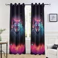 thumbnail image 5 of Wolf Head Colorful Blackout Curtain Panels Drapes Privacy Assured with Light Filtering Curtains for Living room Bedroom Bathroom Window, 5 of 6