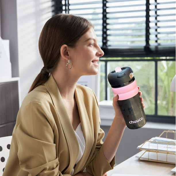 Botella de agua deportiva de gran capacidad 27oz | Tapa de bloqueo a prueba de fugas, plástico de grado alimenticio, filtro de agitación, correa de mano | Verde Rosa Morado | Gimnasio, Aire libre,