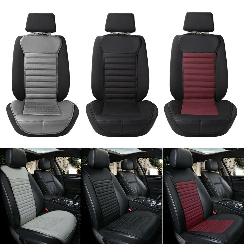 Deluxe PU Leather Car Seat Cover Universal Front Back Seat Cover Bamboo