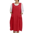 thumbnail image 2 of Antinious Women Sleeveless Round Neck Solid Drawstring Loose Dress, 2 of 5