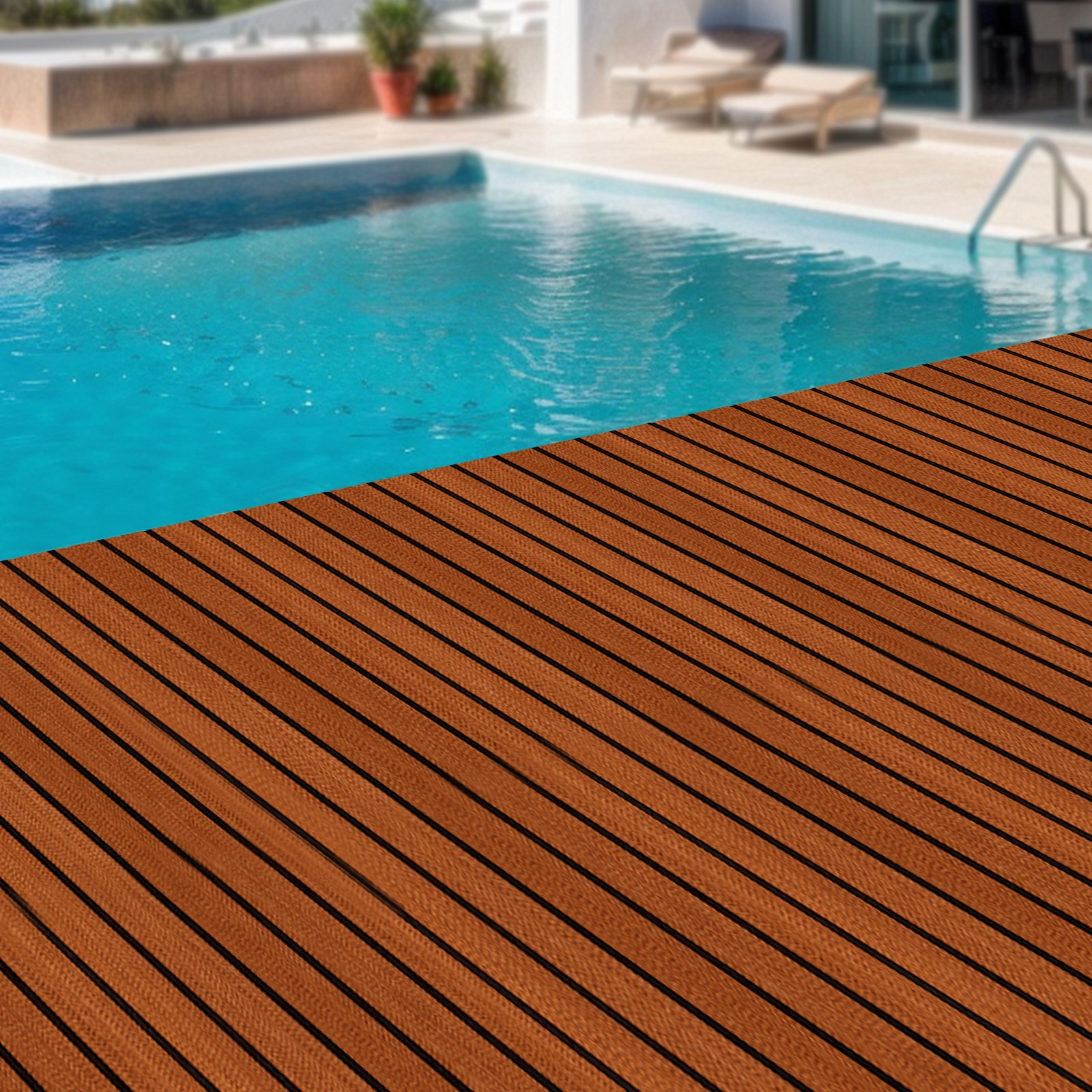 ToppiJoy 6mm Thickness EVA Boat Flooring Foam Decking Sheet Marine Floor Boat Mat Boat Carpet Sheet for Motorboat RV Yacht Kayak Surfboard Swimming Pool(Brown with Black Seam)