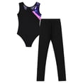 thumbnail image 4 of Yruioon Kids Girls 2Pcs Gymnastics Outfits Sleeveless Leotards with Leggings Gym Bodysuit Athletic Rose 14, 4 of 7
