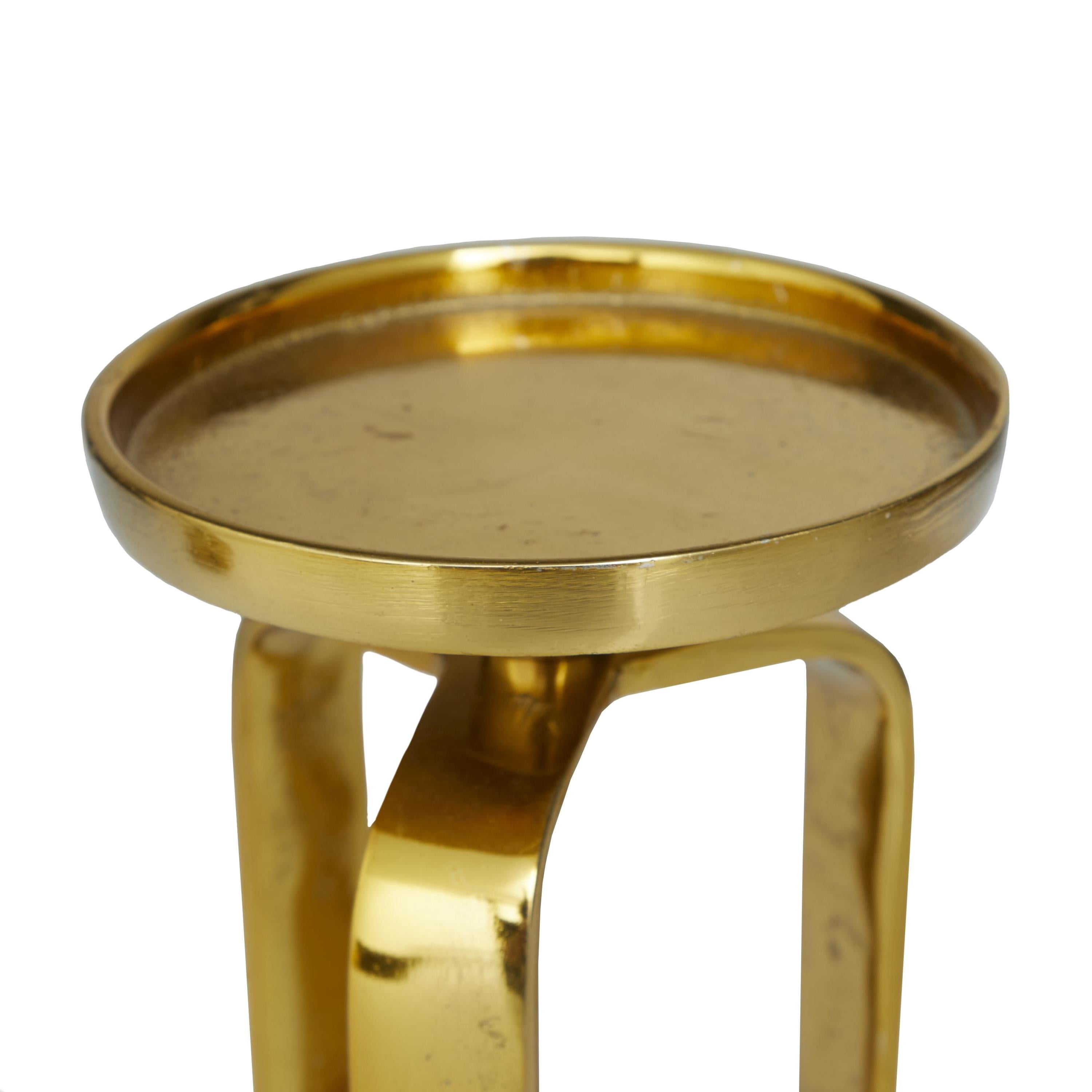 CosmoLiving by Cosmopolitan 2 Candle Gold Aluminum Metal Candle Holder, Set of 2