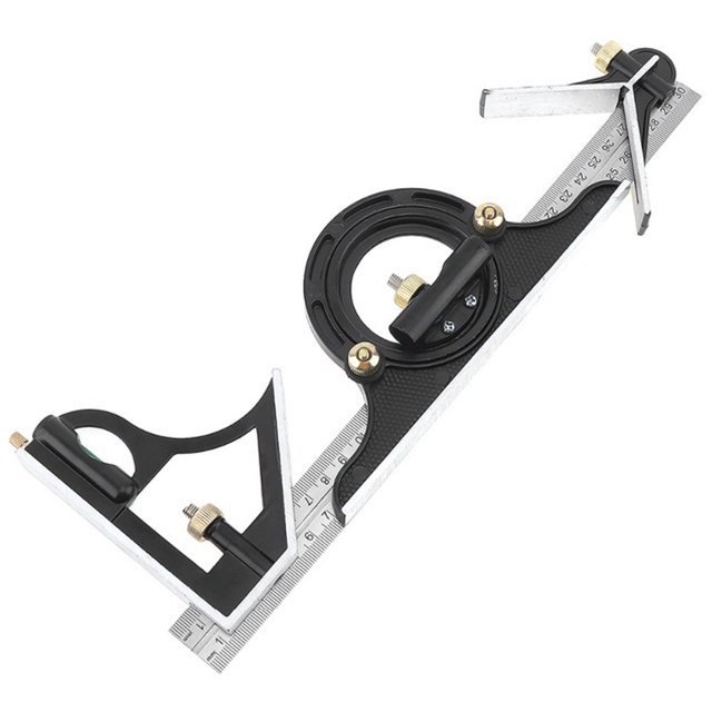 Jinsinto Combination Squares Set, Angle Finder with Adjustable Angle, Stainless Steel and Zinc Alloy Woodworking Engineer Multifunctional Measuring Tool, (300mm)