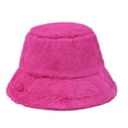 thumbnail image 3 of Kixjoy Winter Faux Fur Fuzzy Bucket Hat – Fluffy Fisherman Cap for Women,Hot Pink, 3 of 3