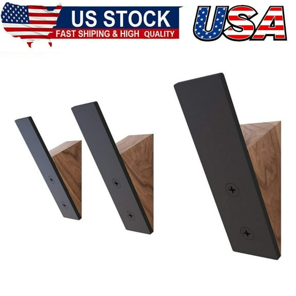Wall Coat Hook Rack - 3Pcs Black Walnut Wood Black Metal Decorative Hat Hooks for Hanging Coats - Hat Hangers for Wall