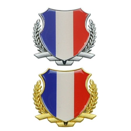 Ysmzzmsy Ysmzzmsy 2 PCS Country Flag Shield Car Emblem, 2.1x2.1 inches, Gold Metal Frame , Decorative Auto Badge