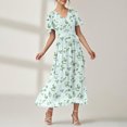 thumbnail image 4 of VEKDONE Robe Imprimée de Mode pour Femme Aguichant à Col Rond à Manches Courtes Robes Robe Maxi Décontractée Confortable pour Toutes les Occasions Vert G, 4 of 7