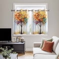 thumbnail image 5 of Abstract Art Tree Kitchen Curtains Short 54 Inch Length, Modern Fall Oil Painting Tree Autumn Grommet Top Bedroom Living Room Curtains, Light Filtering Cafe Curtain Drapes 2 Panels Set 84''x54'', 5 of 9
