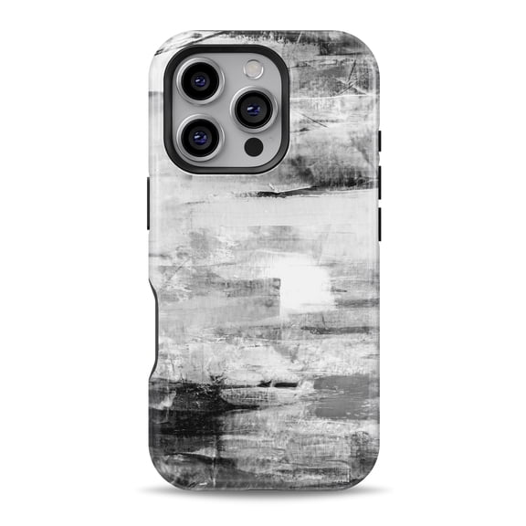 DesignSkinz Scratch-Resistant Hard Slim Case Compatible with iPhone 16 (Compatible with MagSafe) - Abstract Black & White Brushstrokes