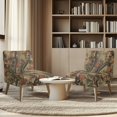 thumbnail image 3 of HELLHERO Woodland Leaf Camouflage Pattern Elastic Bottom Anti-Wrinkle Armless Accent Chair Cover Comfort Material Armless Chair Slipcover for Armless Couch, 3 of 6