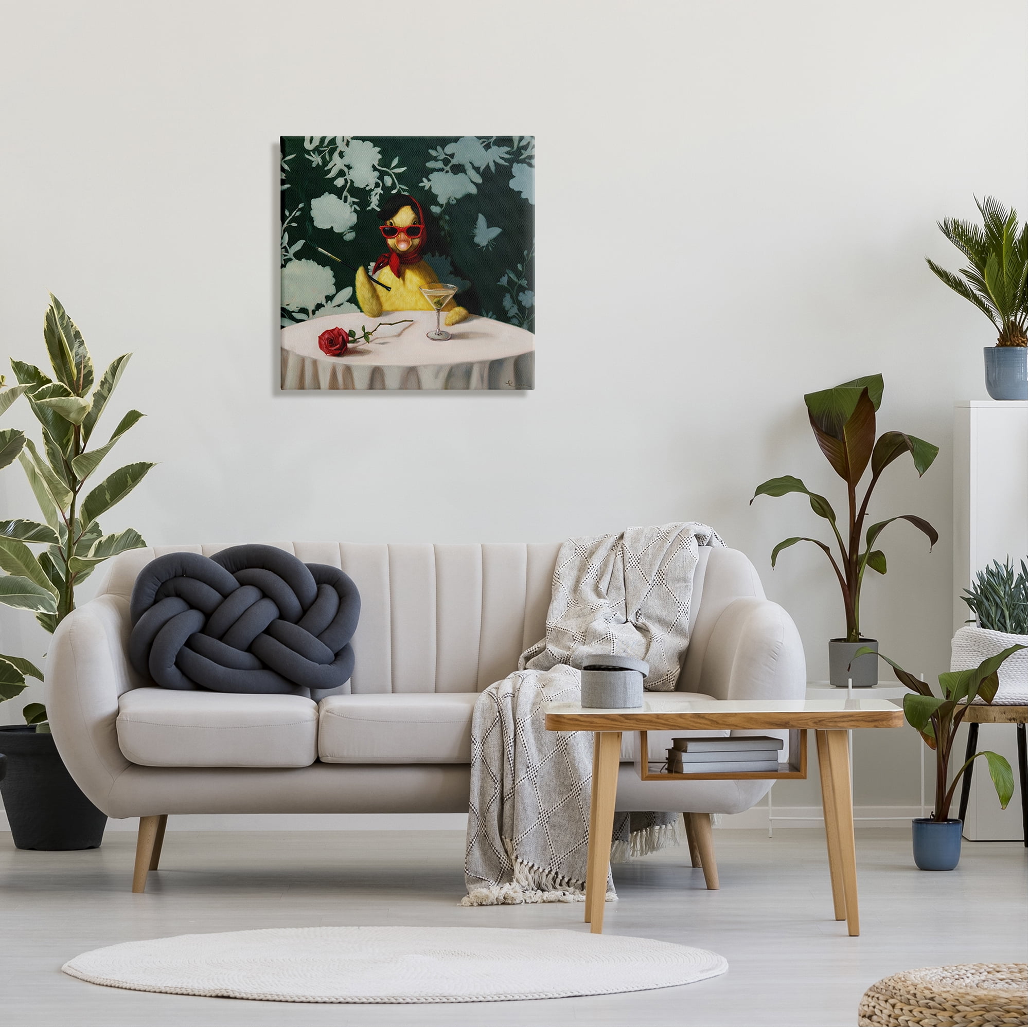 Stupell Industries Fancy Duck with Martini Animals & Insects Painting Gallery Wrapped Canvas Art Print Wall Art, 24 x 24