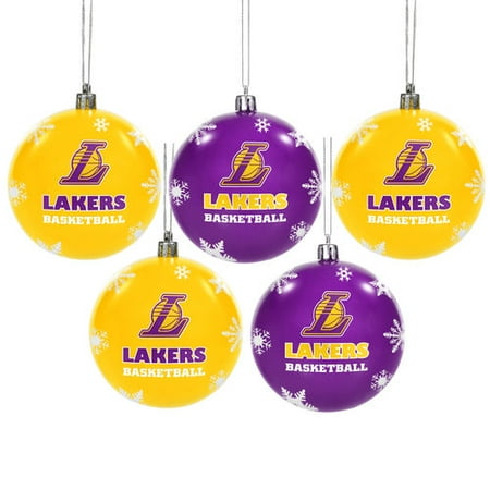 Los Angeles Lakers 5 Pack Shatterproof Ball Ornaments Walmart Com