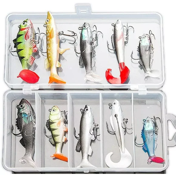 10 X Mixed Soft Pike Lures,Pike Baits, Pike Rigs, Pike fishing lures, pike plugs