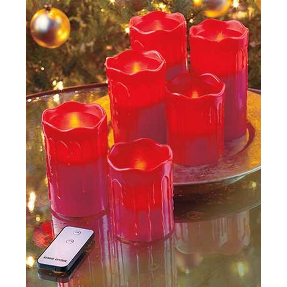 Sets of 6 Remote Control LED Candles Red