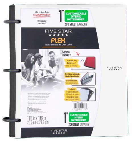 Berry Pink//Purple Five Star Flex NoteBinder 1 Inch Binder 72522 Notebook and Binder All-in-One Customizable