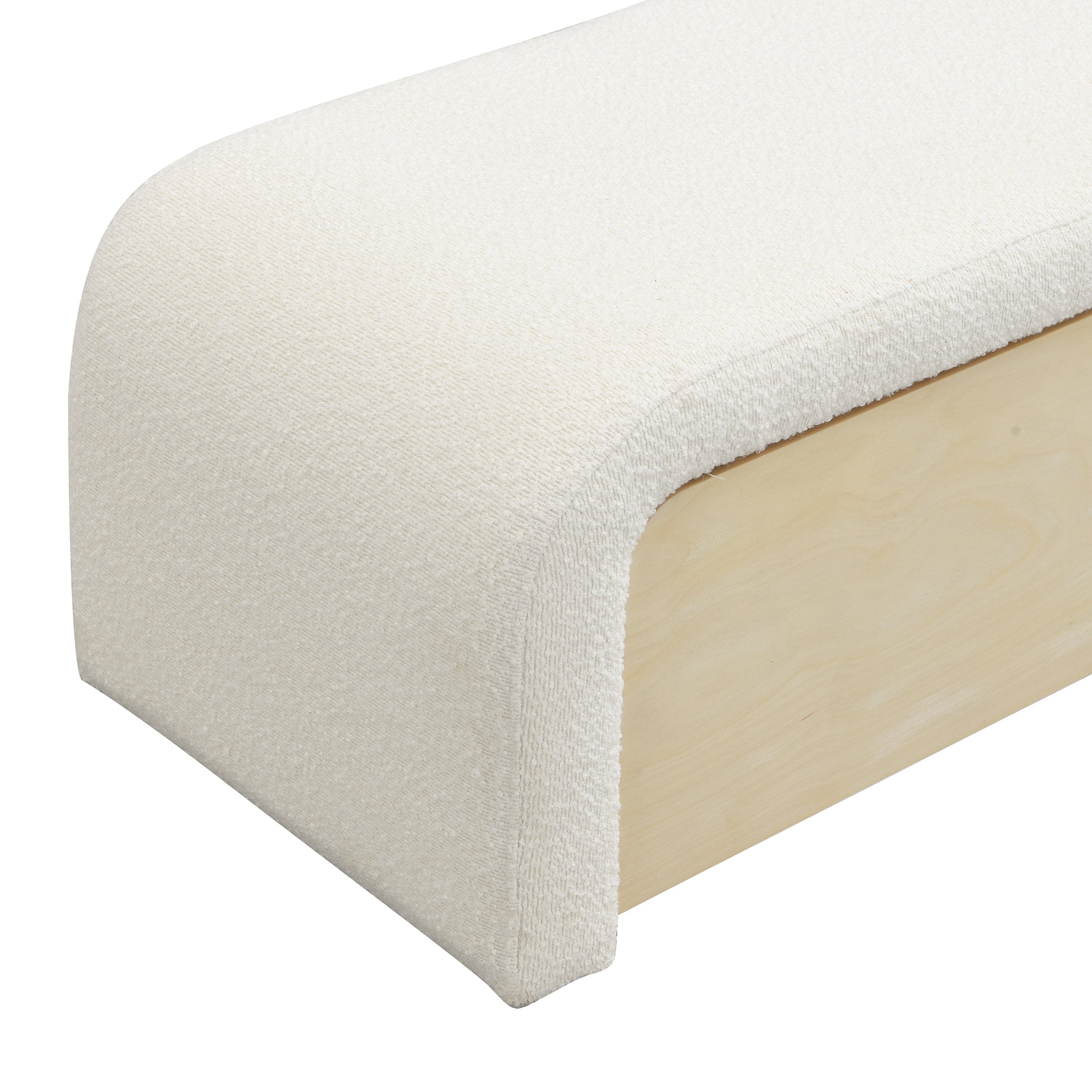 Christopher Knight Home Upholstered Ottoman with Solid Wood Drawer, Storage Footrest, White Boucle Fabric