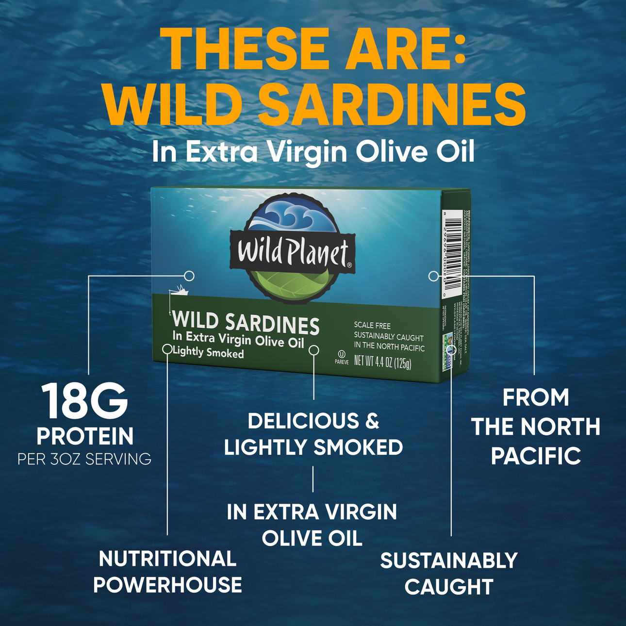 Wild Planet Wild Sardines In Extra Virgin Olive Oil – Lightly Smoked, 4.4 Oz Can, Sustainable