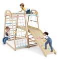 thumbnail image 1 of Costway 8-in-1 Jungle Gym, Wooden Montessori Climber Playset with Slide and Monkey Bar Multicolor, 1 of 10