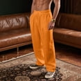 thumbnail image 5 of YLSDY Men's Lightweight Linen Blend Pants, Elastic Waist Drawstring, Straight Leg Breathable Beach Trousers Orange XXL, 5 of 5