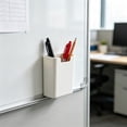 thumbnail image 4 of Magnetic Pen Holder for Whiteboard, Wall-Mounted Plastic Marker Storage Caddy, Large Capacity Suction Container, Open Top, 1 Pack (White), 4 of 6