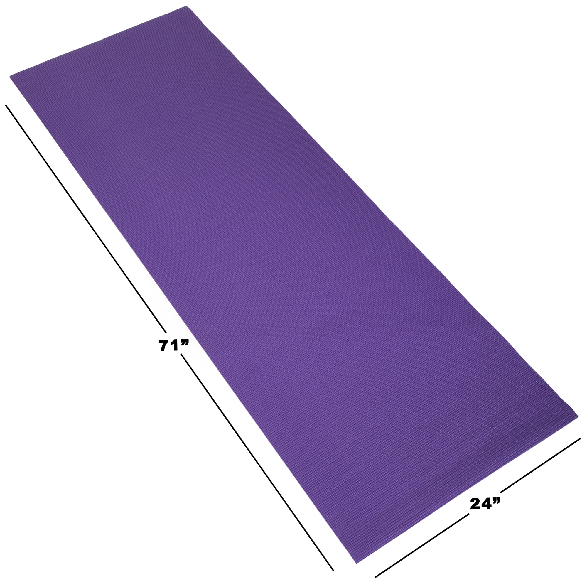Non Slip Yoga Mat- Double Sided Comfort Foam, Durable Exercise Mat For Fitness, Pilates and Workout With Carrying Strap By Wakeman Fitness (Purple)