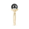 thumbnail image 3 of ANGARA Tahitian Cultured Pearl Bypass Ring with Diamond Trio in 14K Yellow Gold for Women | June Birthstone, Birthday, Anniversary, Jewelry Gift for Women | Pearl Ring, 3 of 9