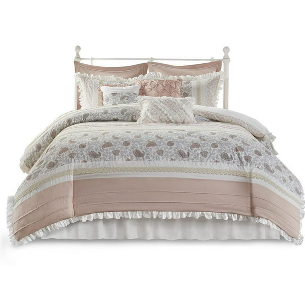 Madison Park Dawn 9 Piece Cotton Percale Comforter Set Queen Walmart