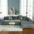 thumbnail image 2 of TOPCHANCES L Shape Sofa Covers Stretch 2 Piece Sectional Couch Slipcovers Furniture Protector  3+4 Seater, with 4pcs Pillowcases, Grey, 2 of 12