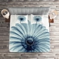 thumbnail image 2 of Ambesonne Modern Quilted Coverlet 3 Pcs, Daisies Flowers Plants, Queen Size, Teal White, 2 of 2