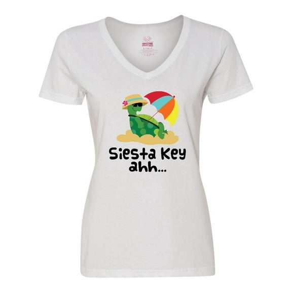Inktastic Siesta Key Florida Summer Vacation Women's V-Neck T-Shirt